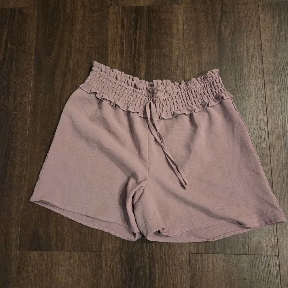 High Waist Mauve Ruffle Shorts